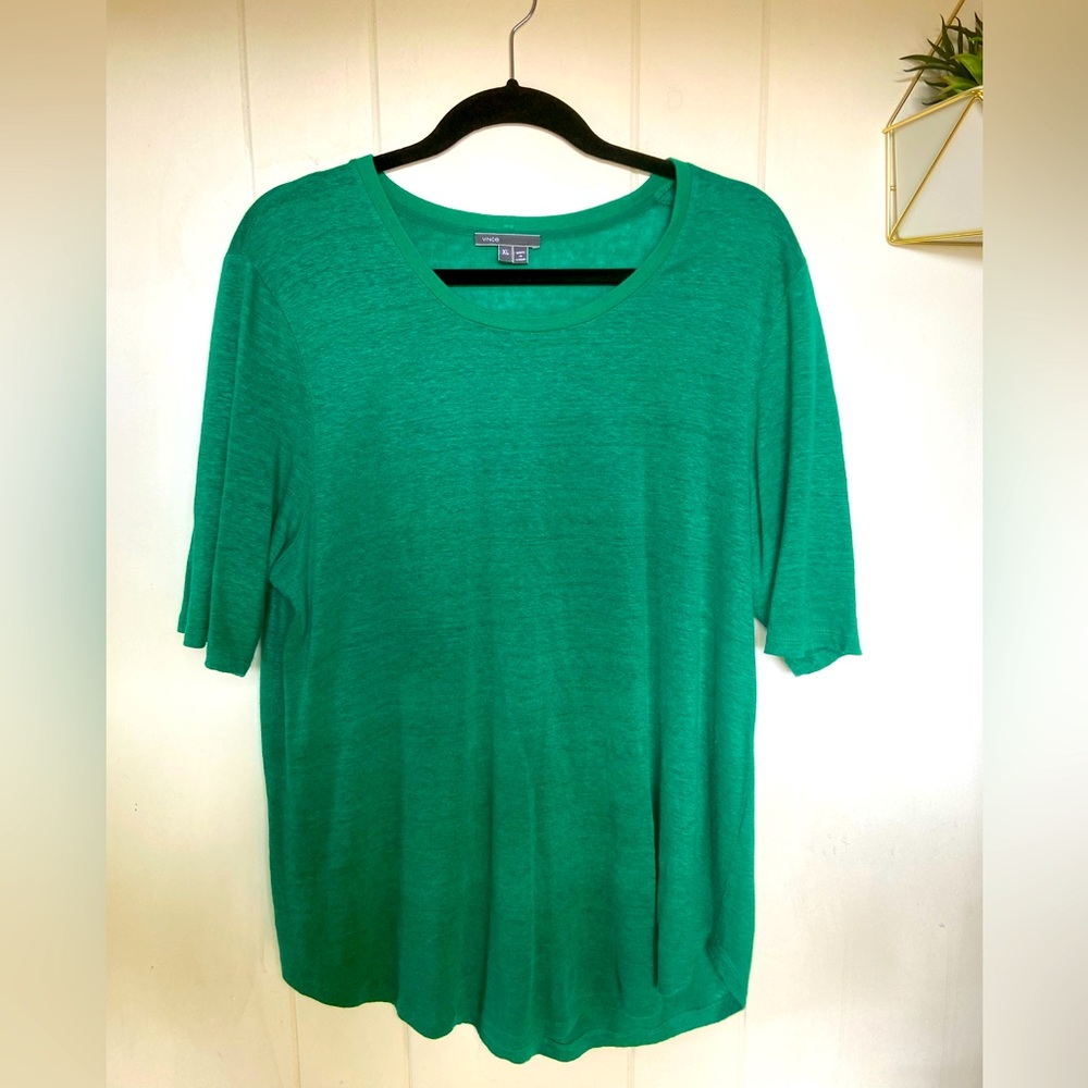 Vince linen emerald green shirt size XL